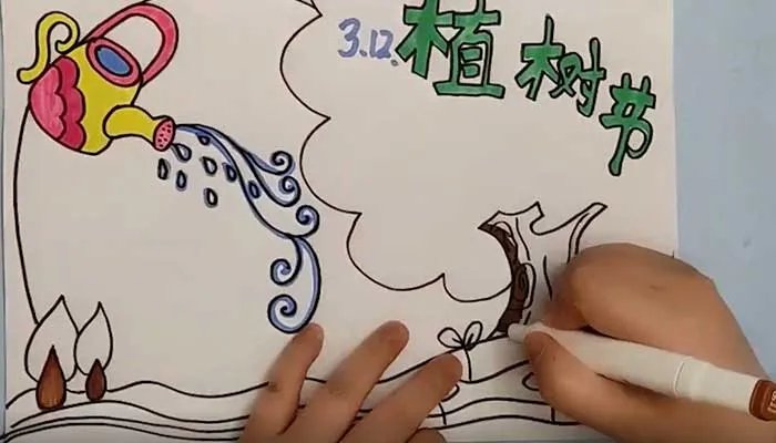 2021画一幅植树节的画简单 植树节画画作品图片