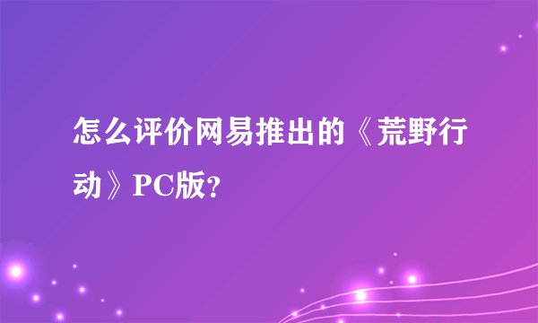 怎么评价网易推出的《荒野行动》PC版？