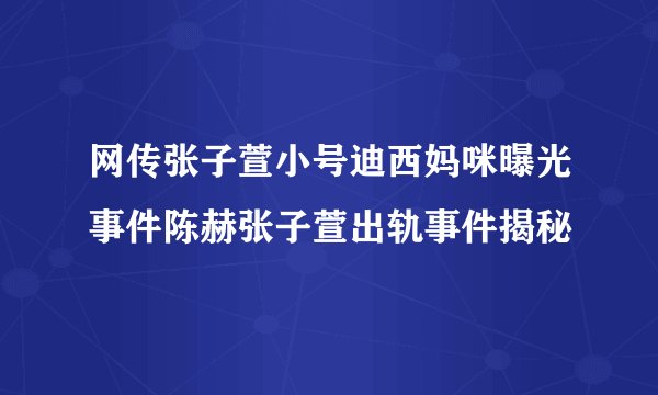 网传张子萱小号迪西妈咪曝光事件陈赫张子萱出轨事件揭秘