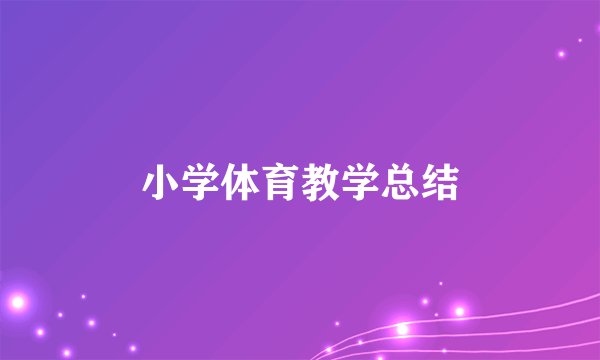 小学体育教学总结