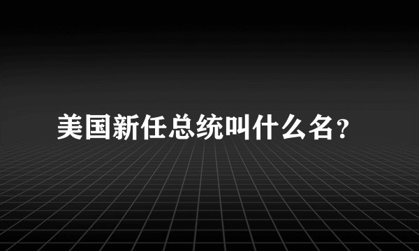 美国新任总统叫什么名？