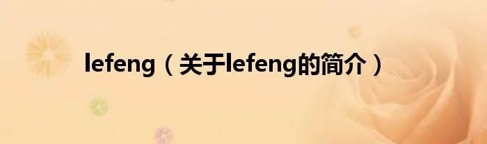 lefeng（关于lefeng的简介）