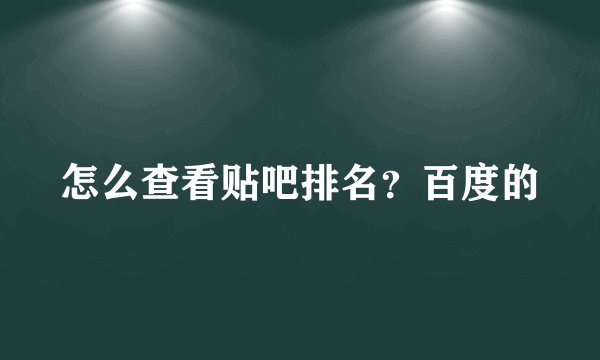怎么查看贴吧排名？百度的