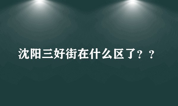 沈阳三好街在什么区了？？
