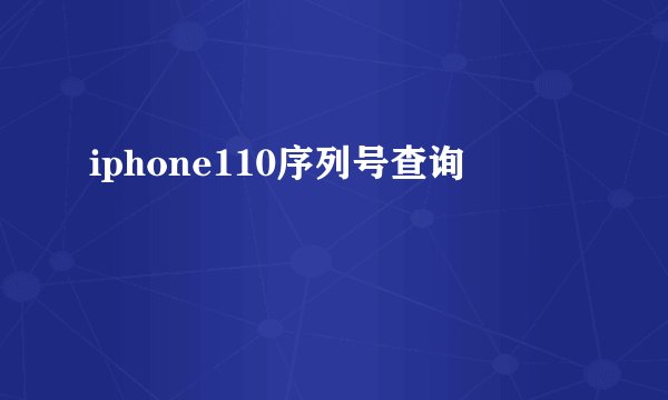 iphone110序列号查询