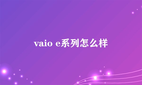 vaio e系列怎么样