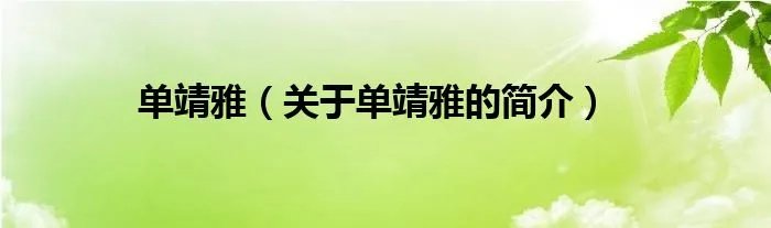 单靖雅（关于单靖雅的简介）