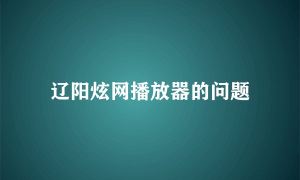 辽阳炫网播放器的问题