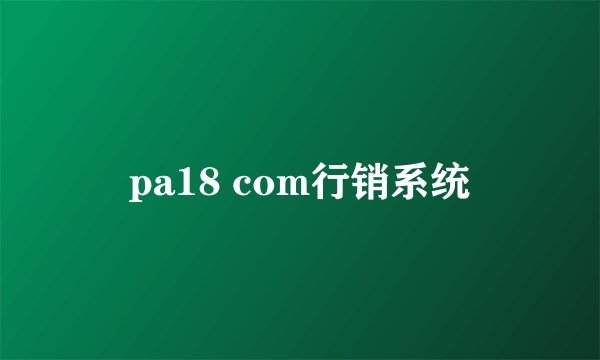 pa18 com行销系统