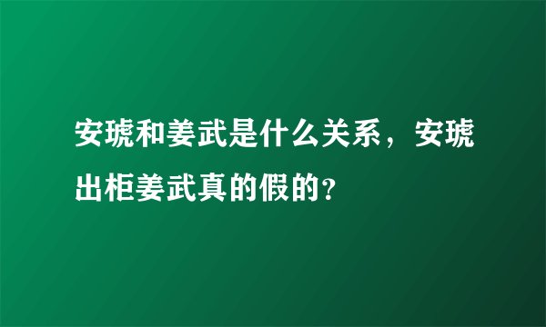 安琥和姜武是什么关系，安琥出柜姜武真的假的？
