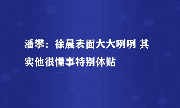 潘攀：徐晨表面大大咧咧 其实他很懂事特别体贴