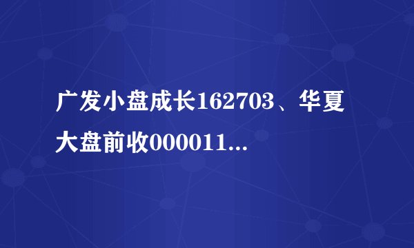 广发小盘成长162703、华夏大盘前收000011现在是买入的时机吗