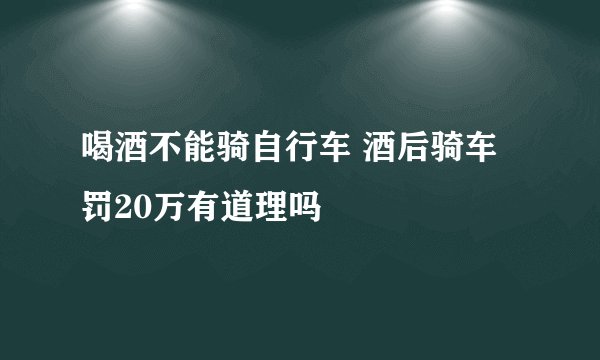 喝酒不能骑自行车 酒后骑车罚20万有道理吗
