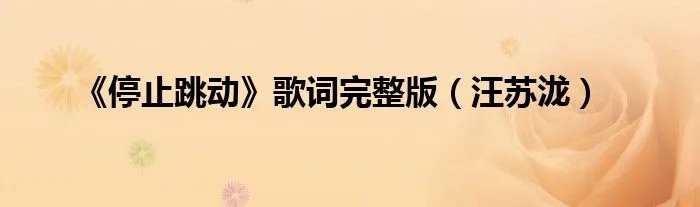 《停止跳动》歌词完整版（汪苏泷）
