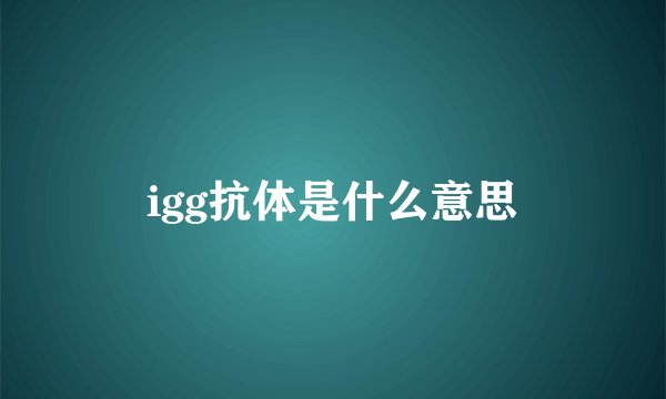 igg抗体是什么意思