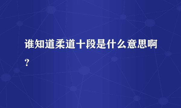 谁知道柔道十段是什么意思啊？