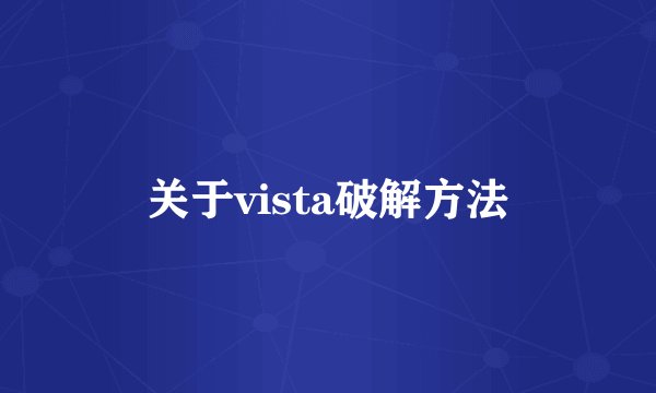 关于vista破解方法