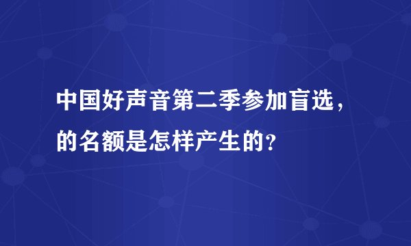 中国好声音第二季参加盲选，的名额是怎样产生的？
