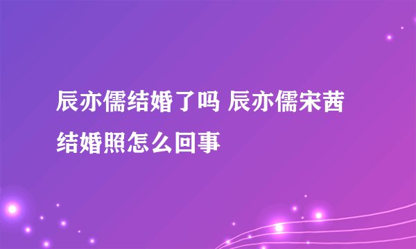 辰亦儒结婚了吗 辰亦儒宋茜结婚照怎么回事