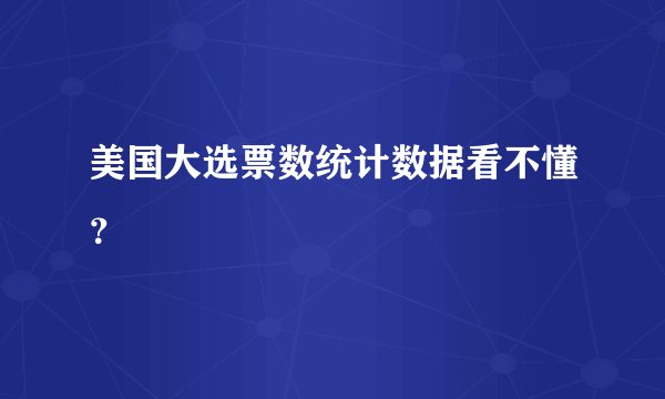 美国大选票数统计数据看不懂？