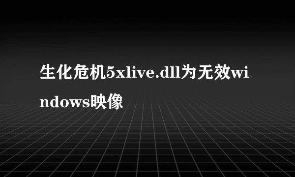 生化危机5xlive.dll为无效windows映像