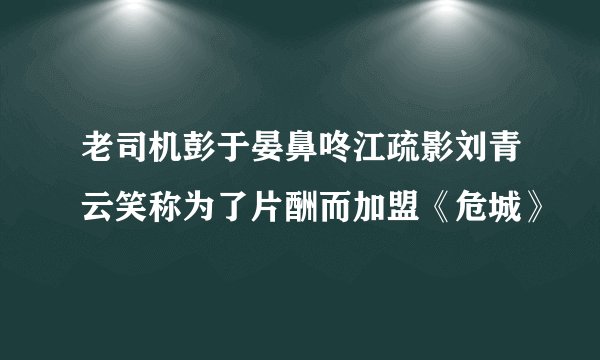老司机彭于晏鼻咚江疏影刘青云笑称为了片酬而加盟《危城》