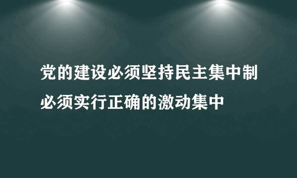 党的建设必须坚持民主集中制必须实行正确的激动集中