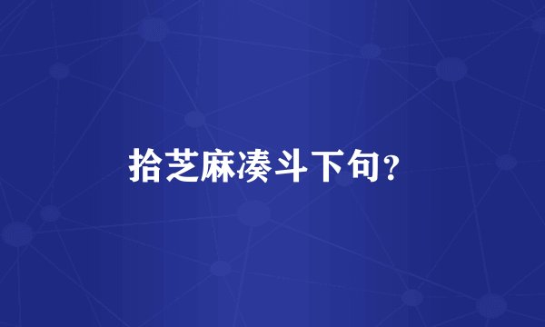 拾芝麻凑斗下句？