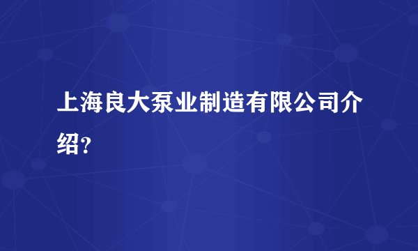 上海良大泵业制造有限公司介绍？