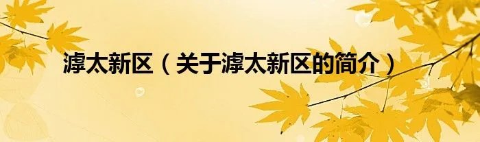 滹太新区（关于滹太新区的简介）