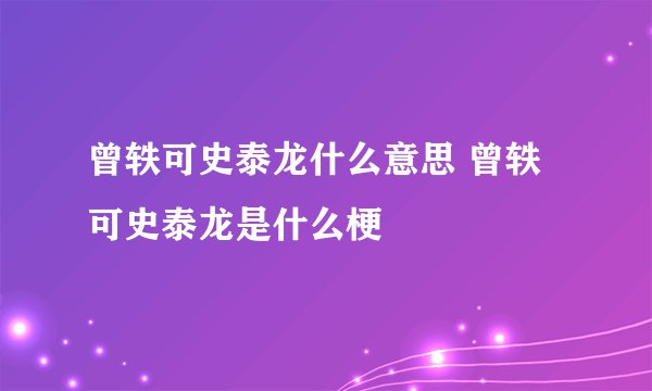 曾轶可史泰龙什么意思 曾轶可史泰龙是什么梗