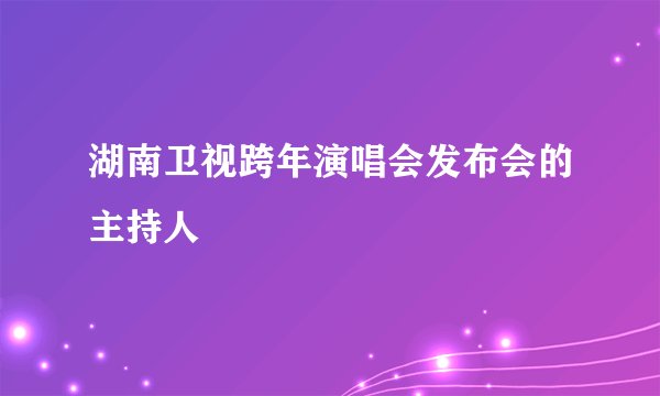湖南卫视跨年演唱会发布会的主持人