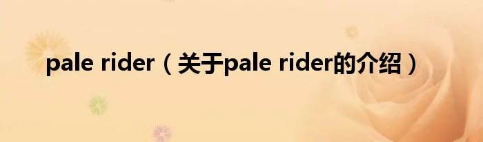 pale rider（关于pale rider的介绍）