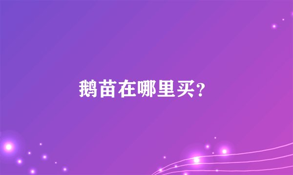 鹅苗在哪里买？