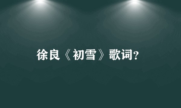 徐良《初雪》歌词？
