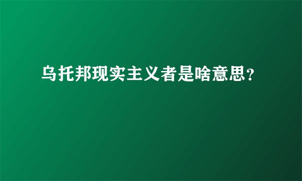 乌托邦现实主义者是啥意思？