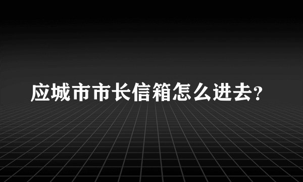 应城市市长信箱怎么进去？