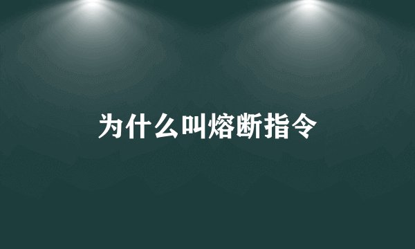 为什么叫熔断指令
