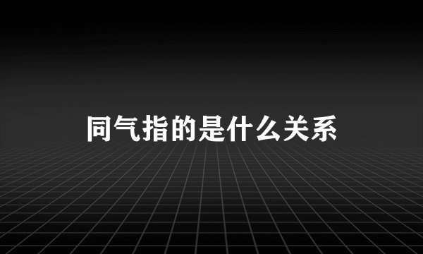 同气指的是什么关系