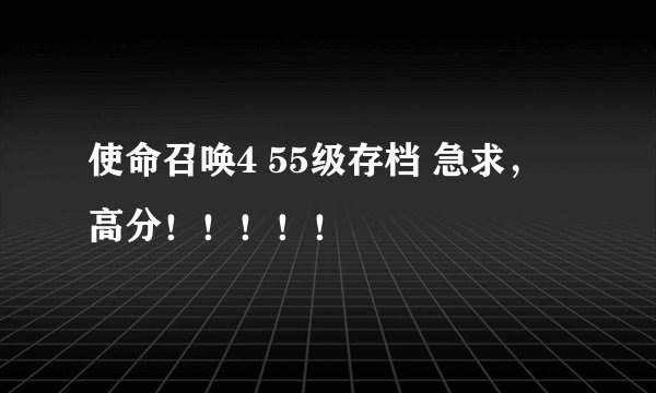 使命召唤4 55级存档 急求，高分！！！！！