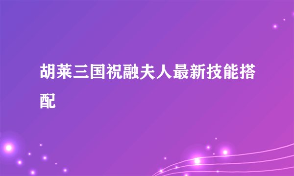 胡莱三国祝融夫人最新技能搭配