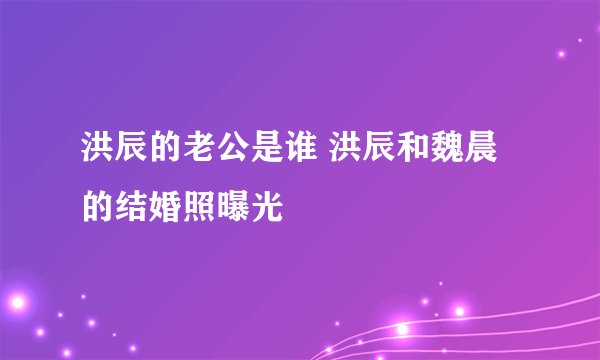 洪辰的老公是谁 洪辰和魏晨的结婚照曝光
