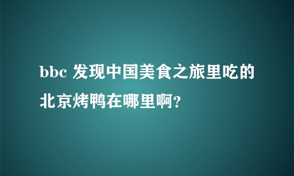 bbc 发现中国美食之旅里吃的北京烤鸭在哪里啊？