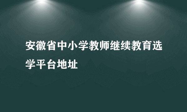 安徽省中小学教师继续教育选学平台地址
