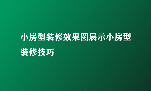 小房型装修效果图展示小房型装修技巧