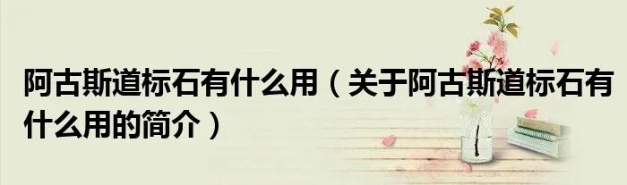 阿古斯道标石有什么用（关于阿古斯道标石有什么用的简介）