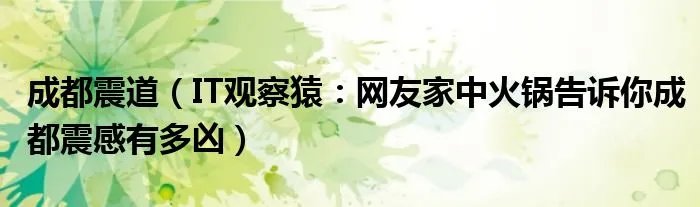成都震道（IT观察猿：网友家中火锅告诉你成都震感有多凶）
