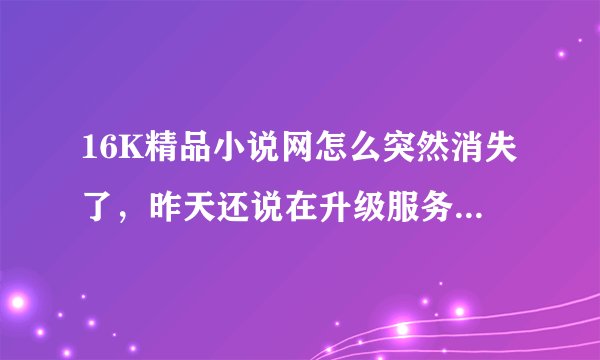 16K精品小说网怎么突然消失了，昨天还说在升级服务器，今天却没了进不去了