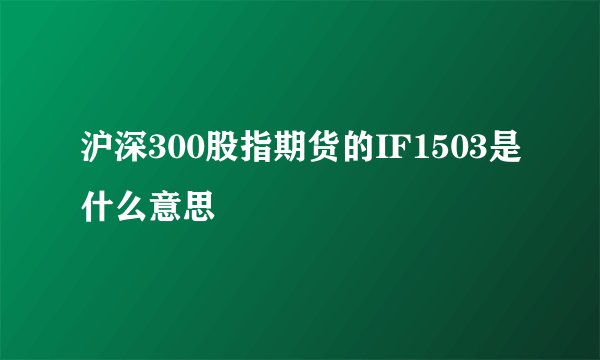 沪深300股指期货的IF1503是什么意思