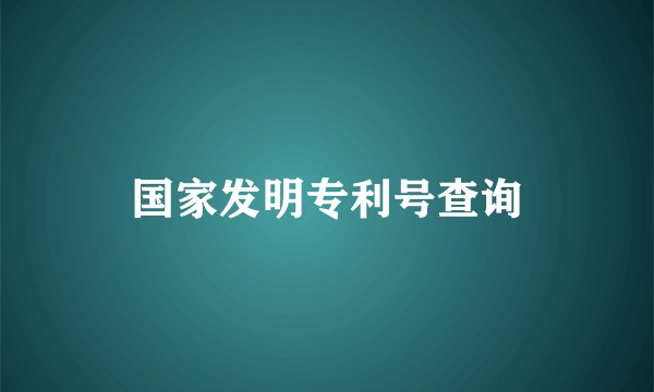 国家发明专利号查询